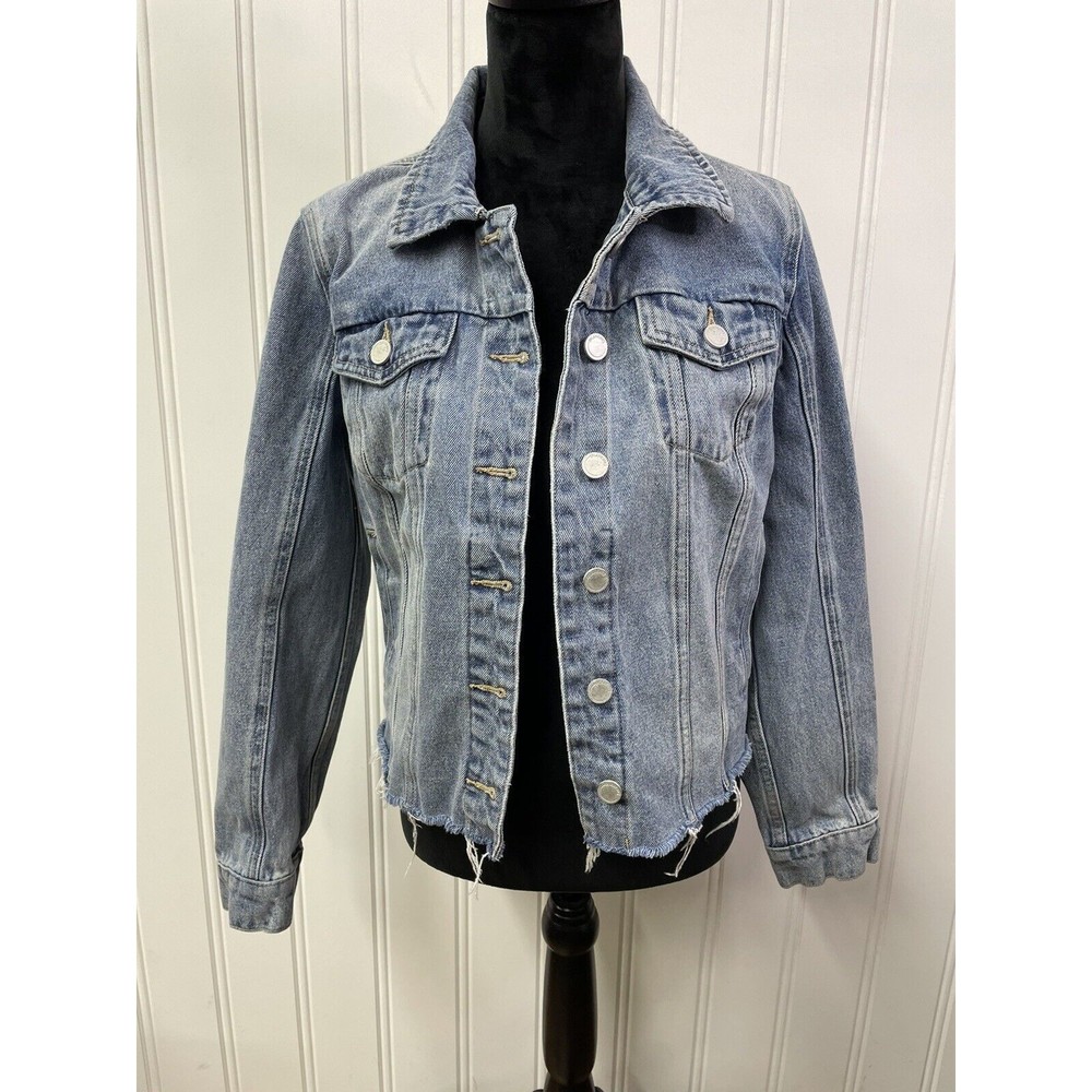 BlankNYC Women's Destructed Jean Jacket Size Medium Low Rider‎